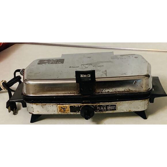 Vtg Black Angus Chrome Electric Waffle Maker Series 932 Tested - Picture 1 of 8
